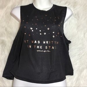 Spiritual Gangster Black Crop Top with Gold Stars